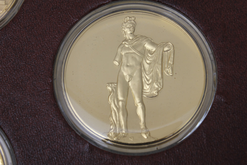 "The Art Treasures of Ancient Greece" 24K Gold and Bronze Art Medal Set Published by the Franklin Mint