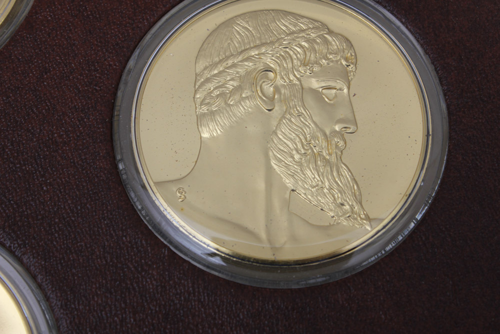 "The Art Treasures of Ancient Greece" 24K Gold and Bronze Art Medal Set Published by the Franklin Mint