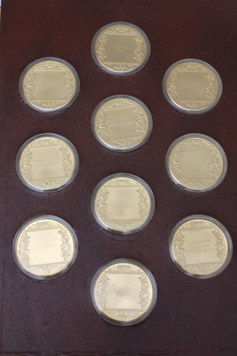 "The Art Treasures of Ancient Greece" 24K Gold and Bronze Art Medal Set Published by the Franklin Mint