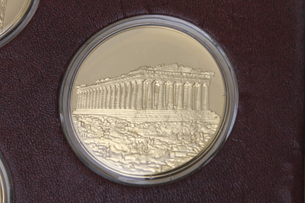 "The Art Treasures of Ancient Greece" 24K Gold and Bronze Art Medal Set Published by the Franklin Mint