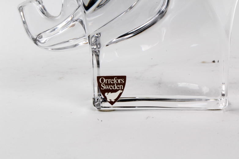 Orrefors Crystal Elephant Figurine