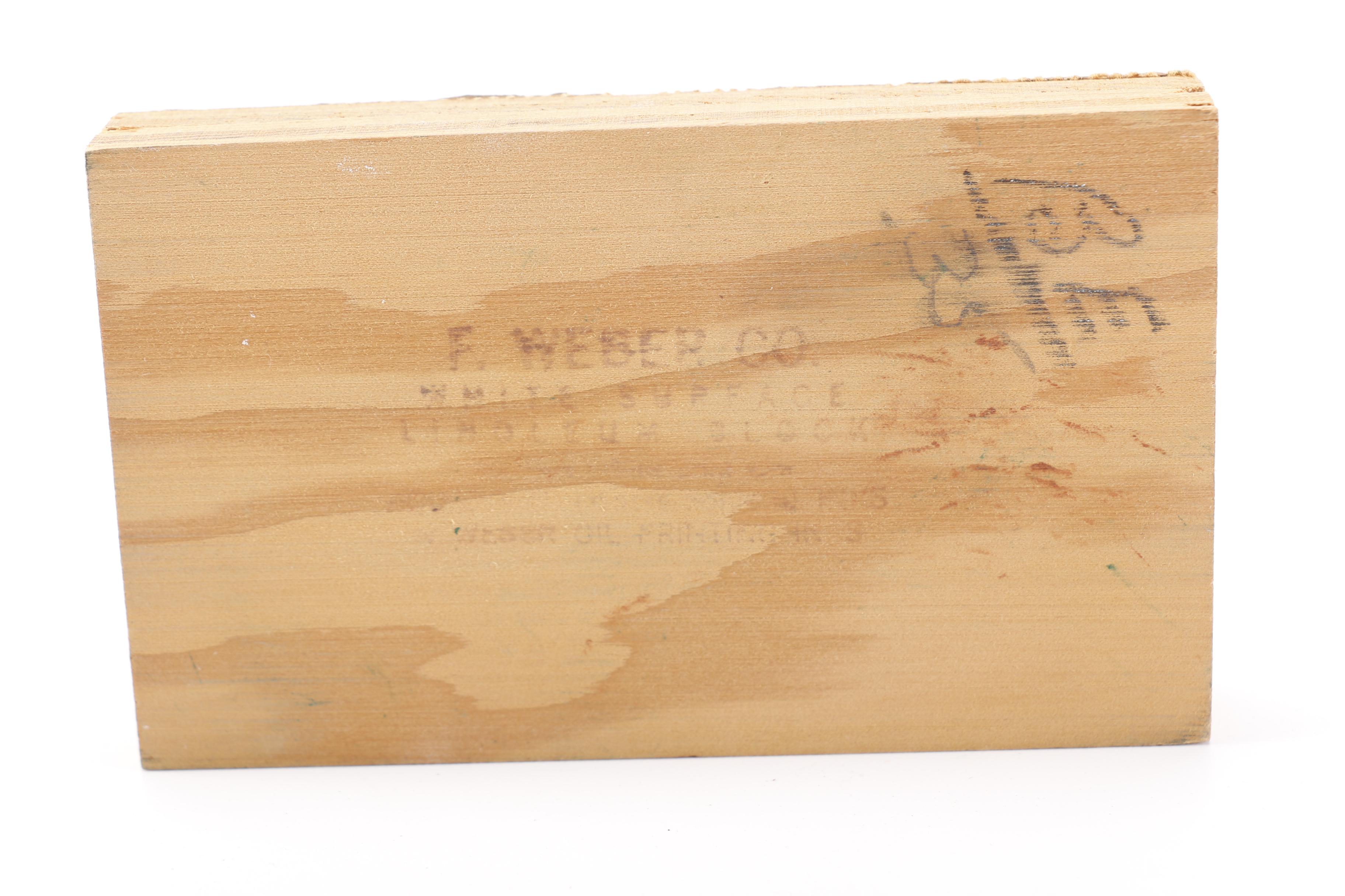 Assortment of Art Supplies Including F. Weber Linoleum Blocks