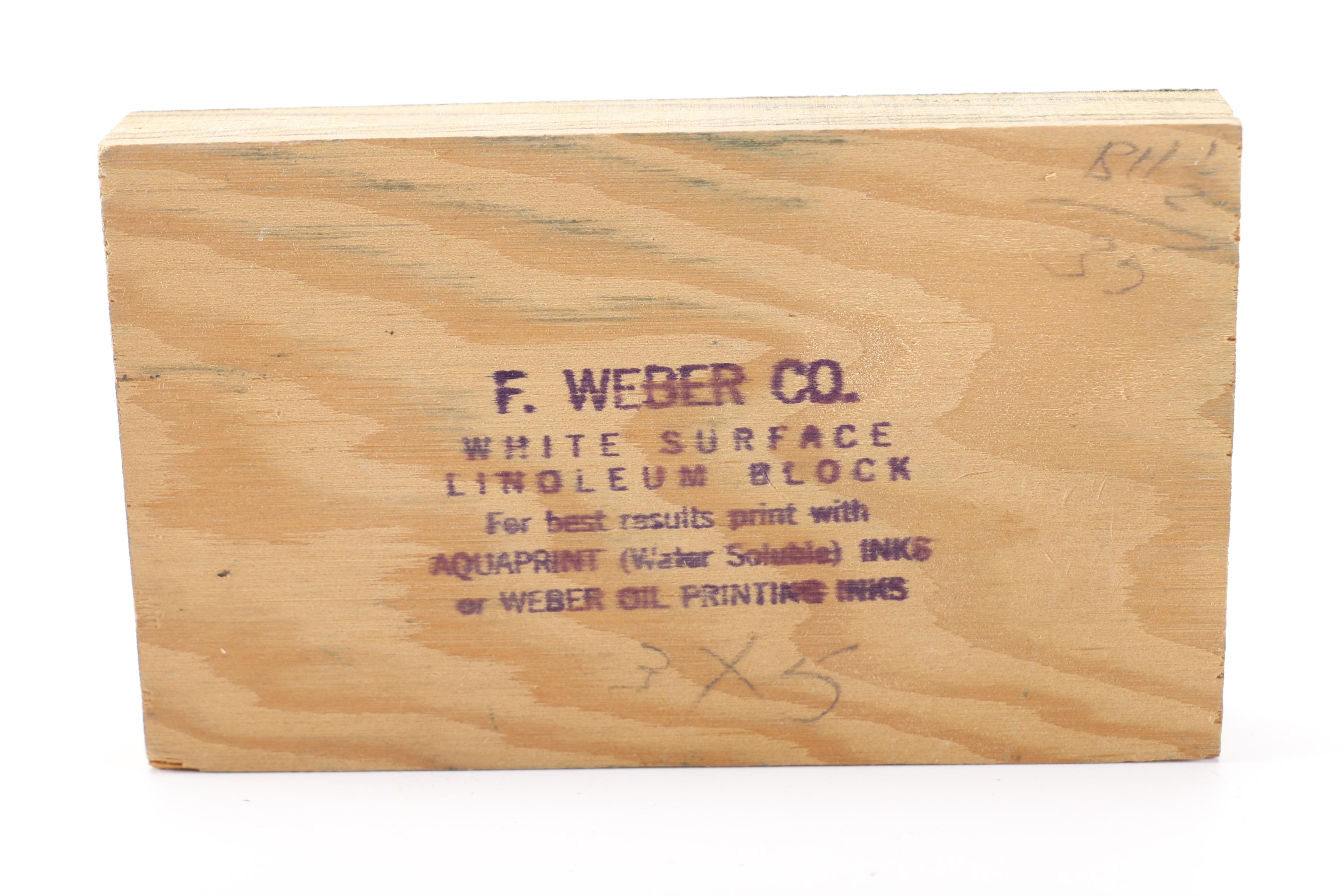 Assortment of Art Supplies Including F. Weber Linoleum Blocks