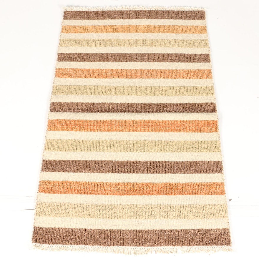 Handwoven Flat Weave Striped Area Rug