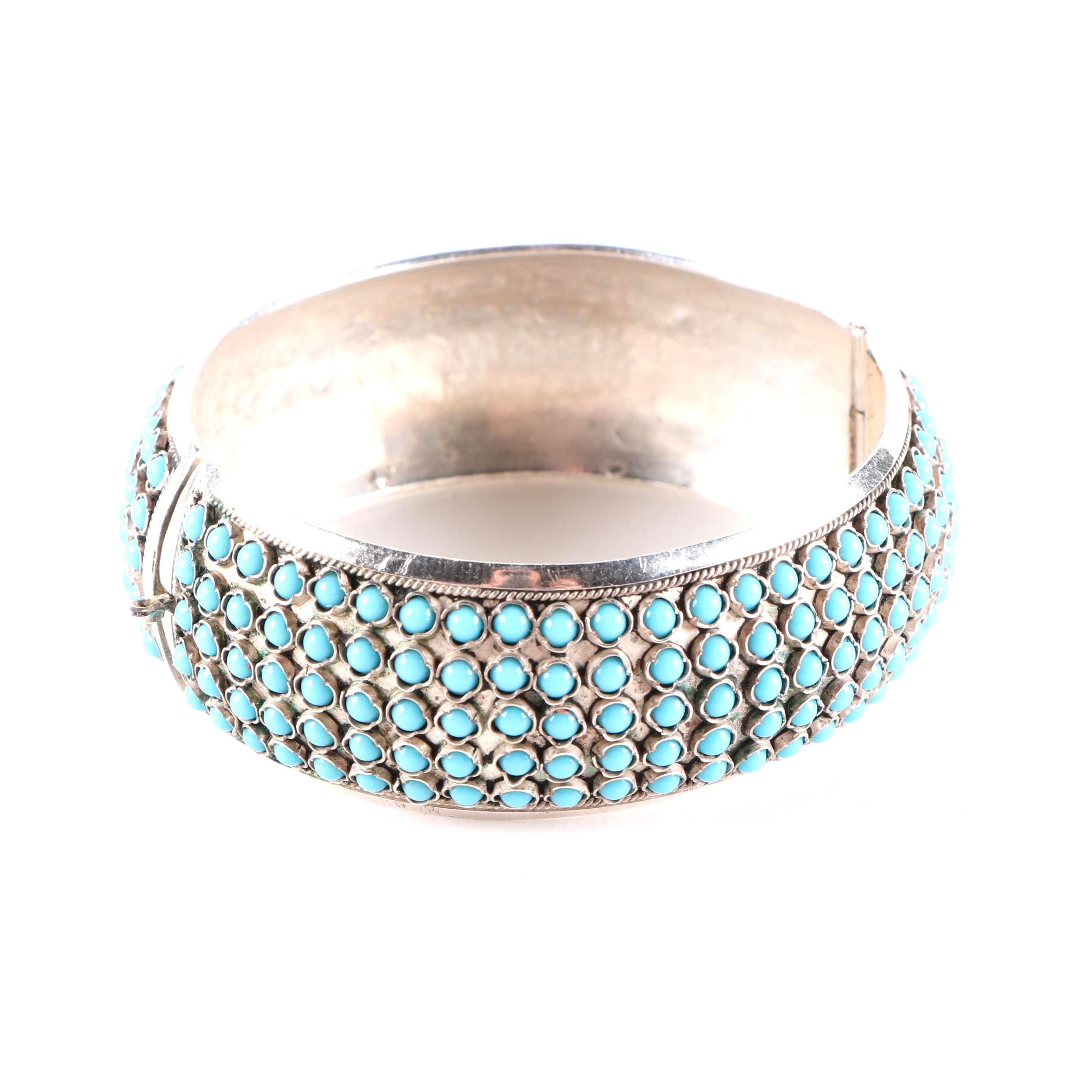 Sterling Silver and Faux Turquoise Bangle Bracelet