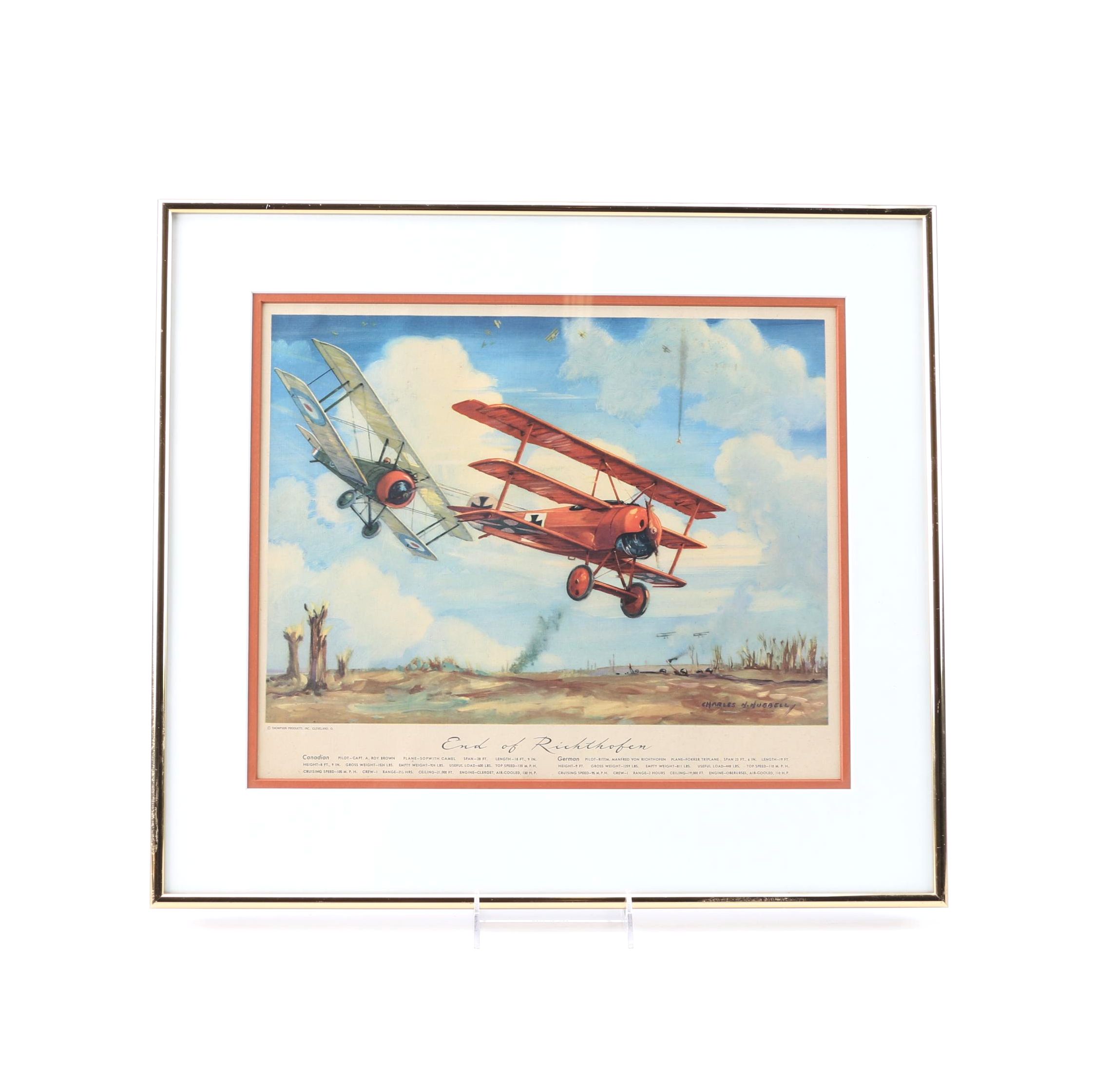 After Charles H. Hubbell Offset Lithograph "End of Richthofen"