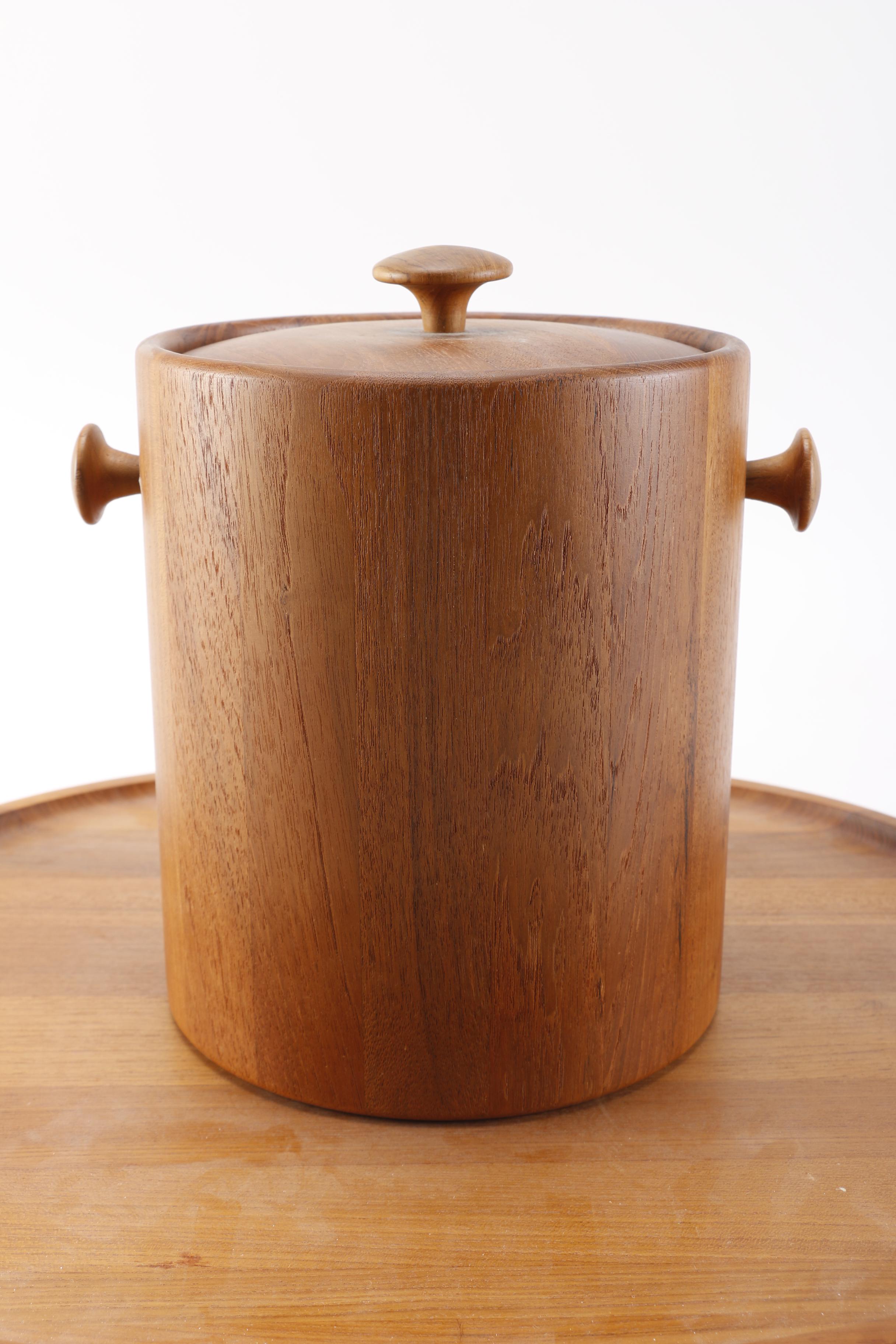 Modern Wooden Tray and Ice Bucket by Dansk