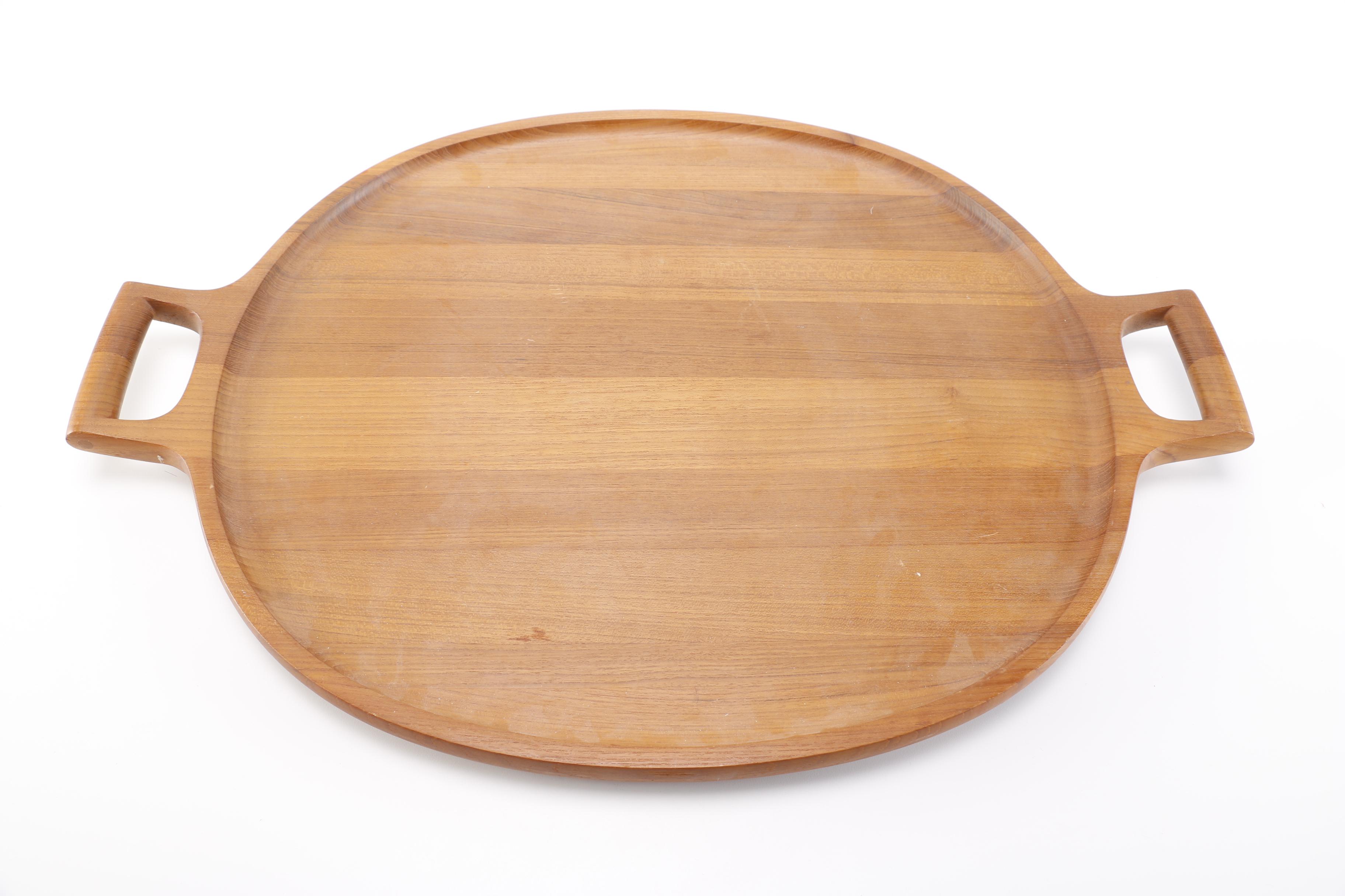 Modern Wooden Tray and Ice Bucket by Dansk