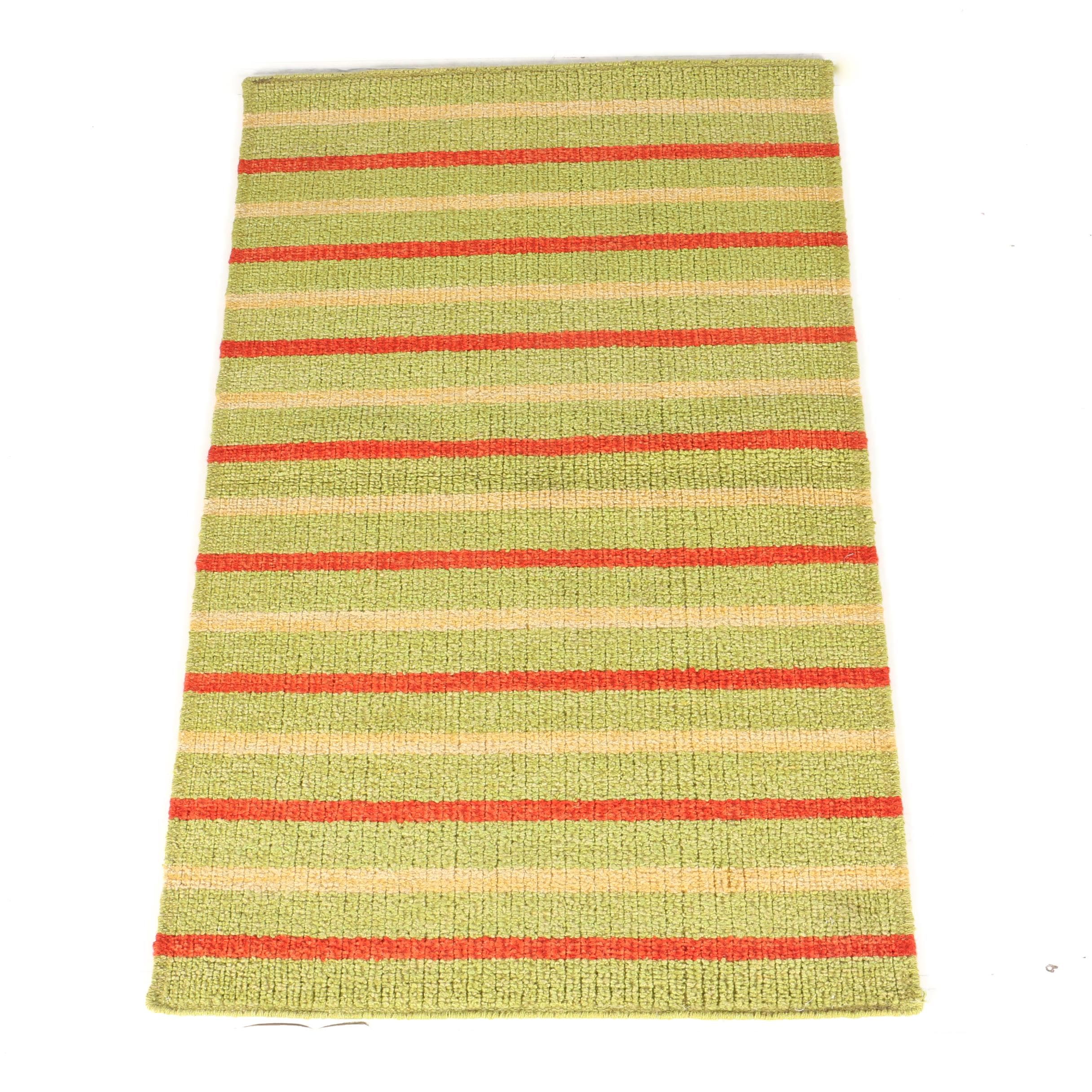Handwoven Indian Dhurrie Flat Weave Striped Area Rug