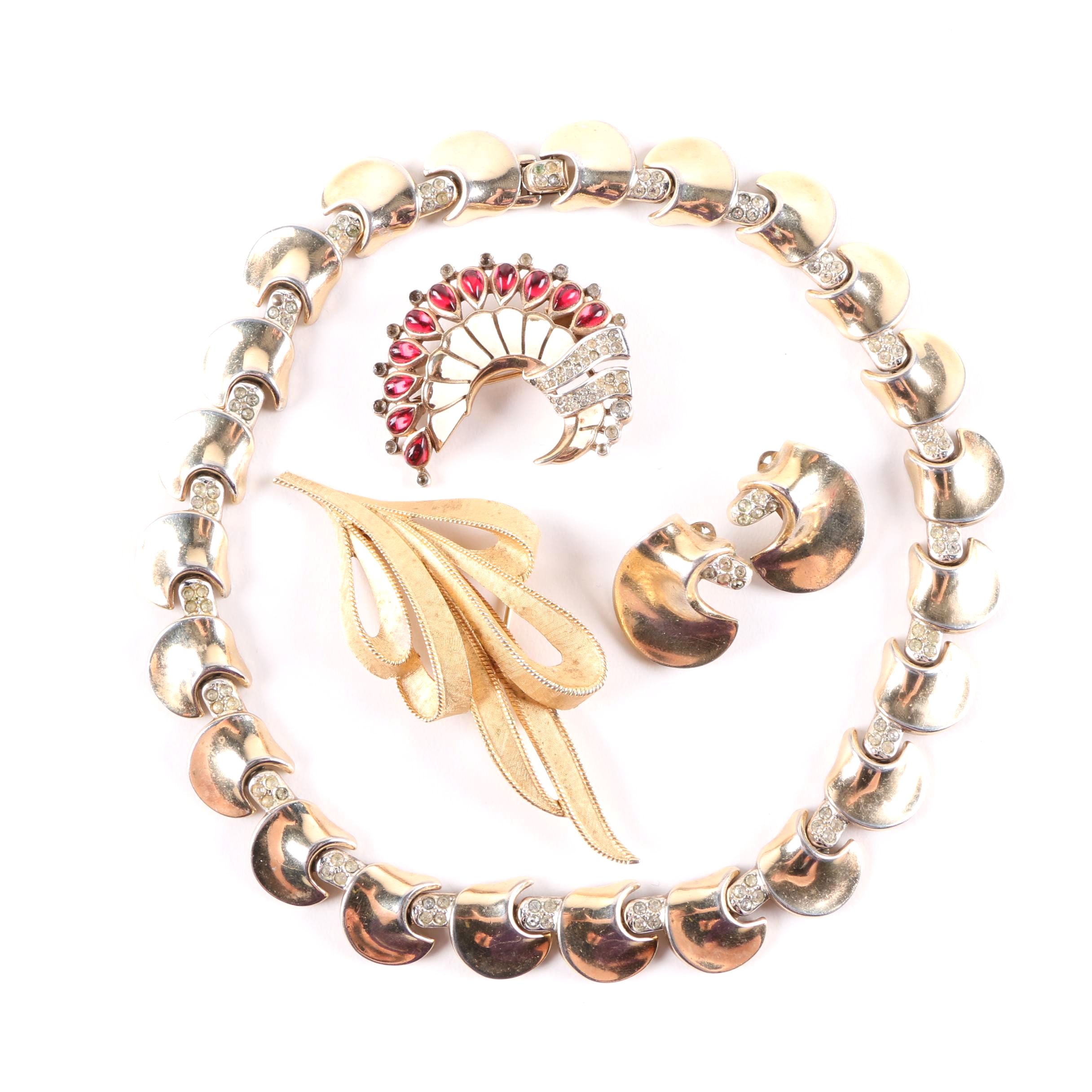 Collection of Vintage Trifari Gold-Tone Costume Jewelry