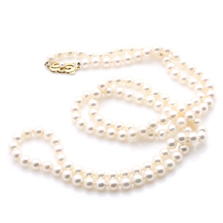 Mikimoto Cultured Pearls With 14K Yellow Gold Findings