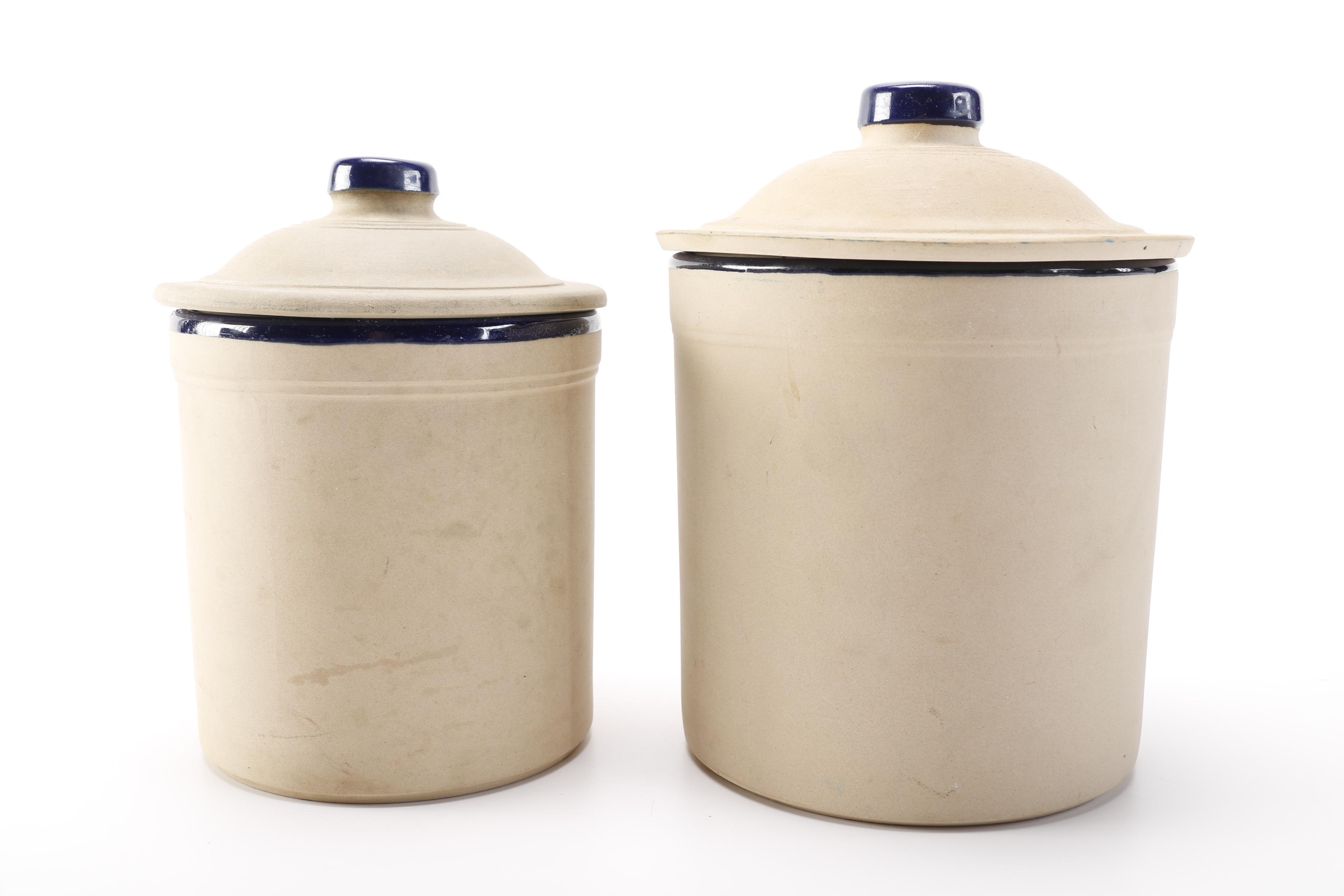 Four Great American Stoneware Factory Earthenware Canisters