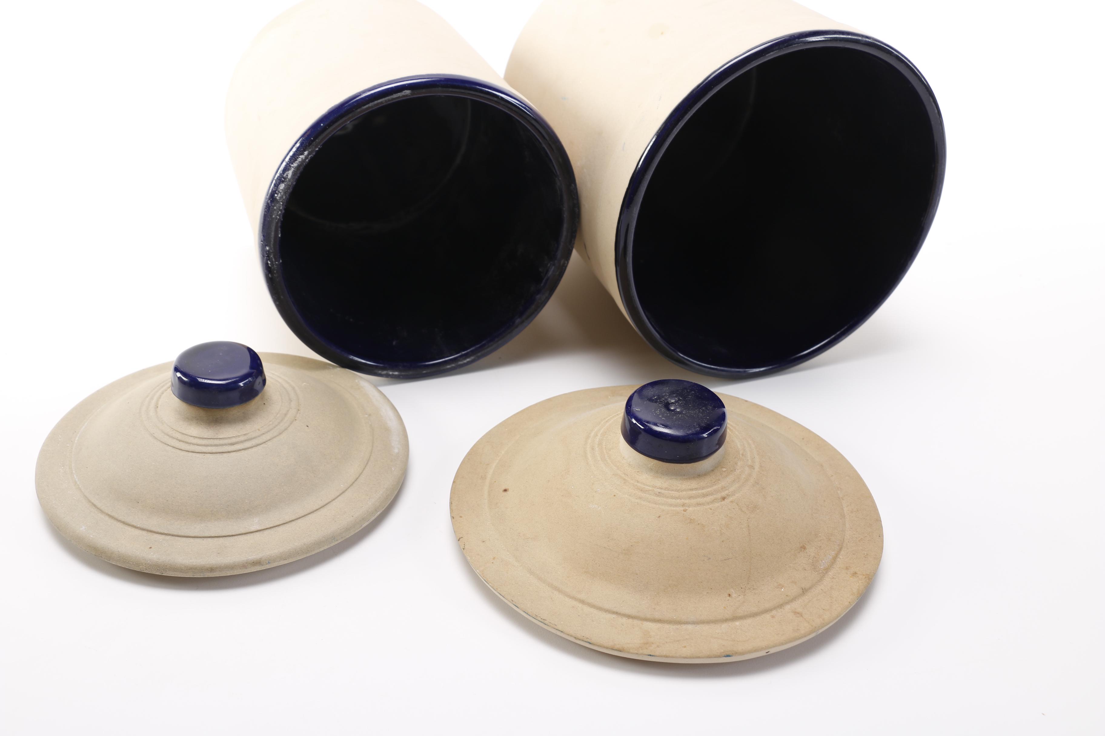 Four Great American Stoneware Factory Earthenware Canisters