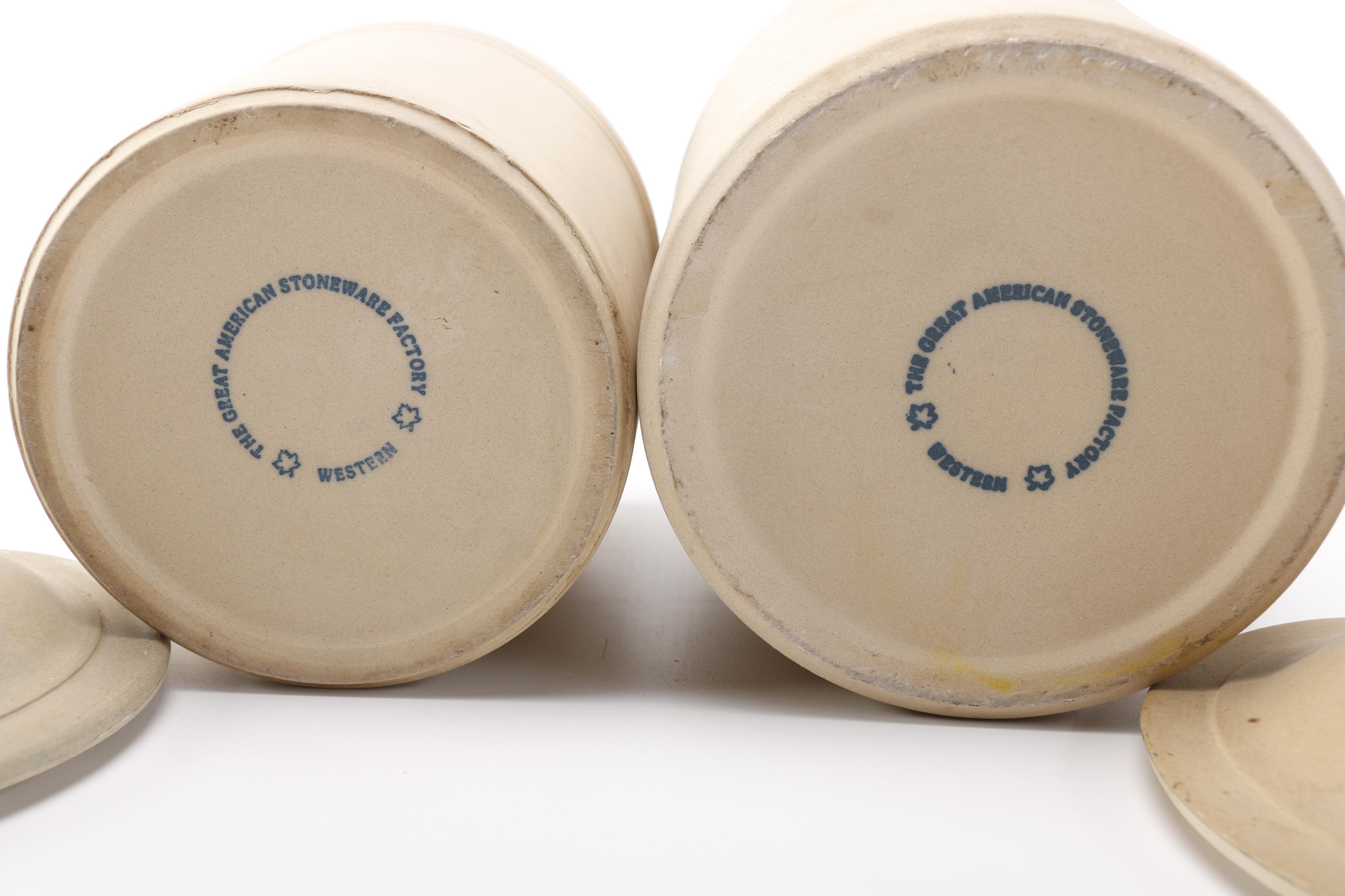 Four Great American Stoneware Factory Earthenware Canisters