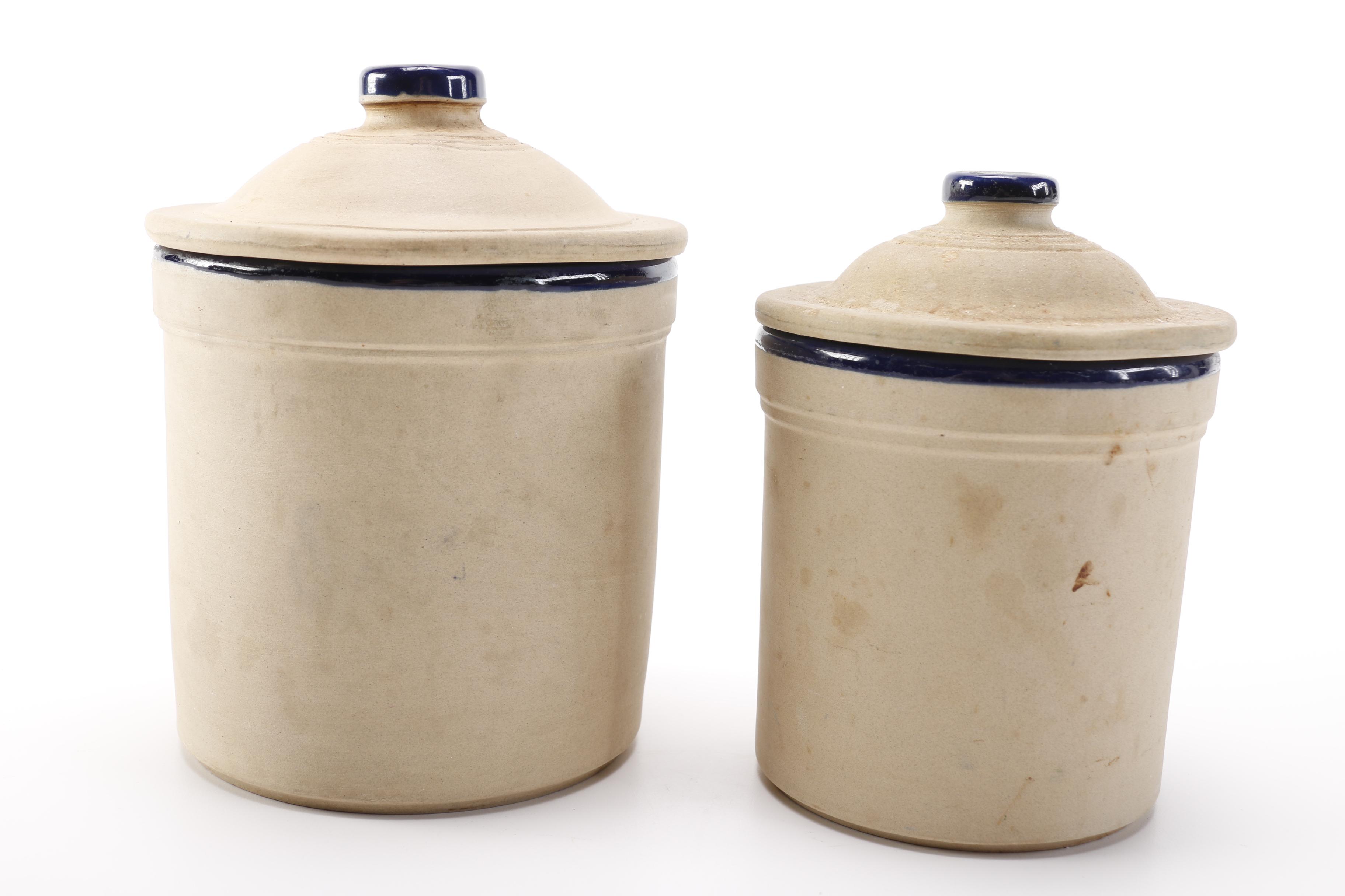 Four Great American Stoneware Factory Earthenware Canisters