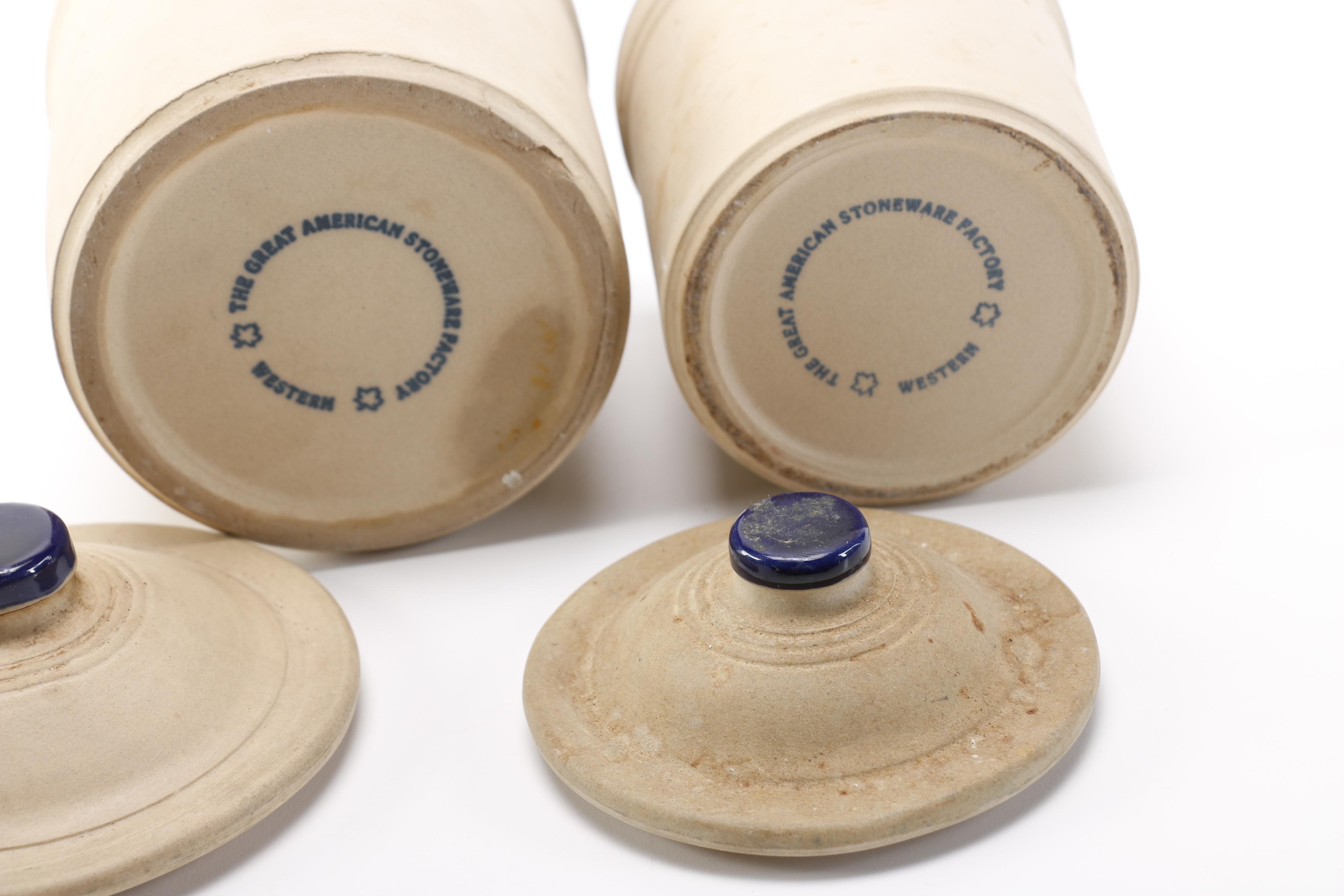 Four Great American Stoneware Factory Earthenware Canisters