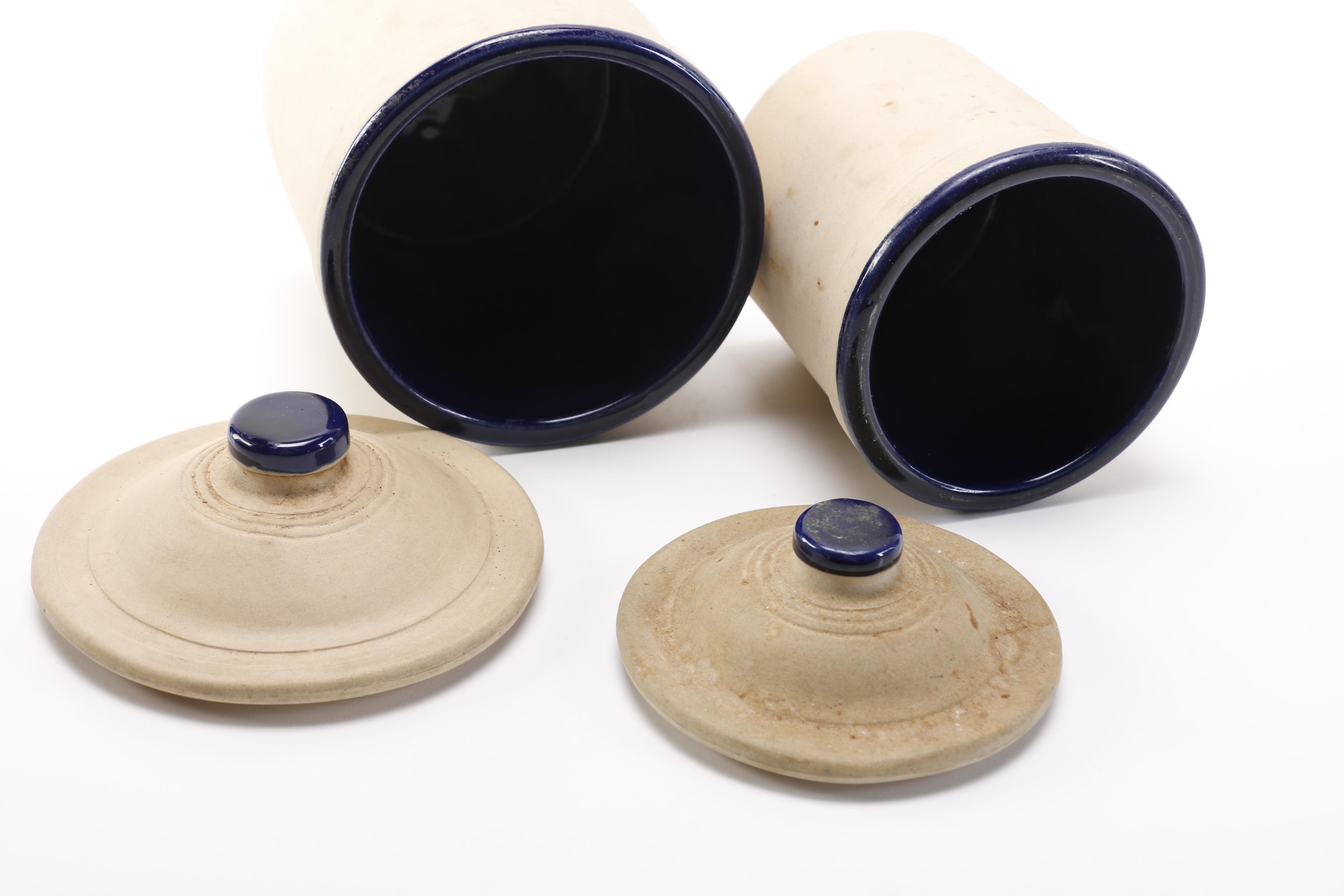 Four Great American Stoneware Factory Earthenware Canisters