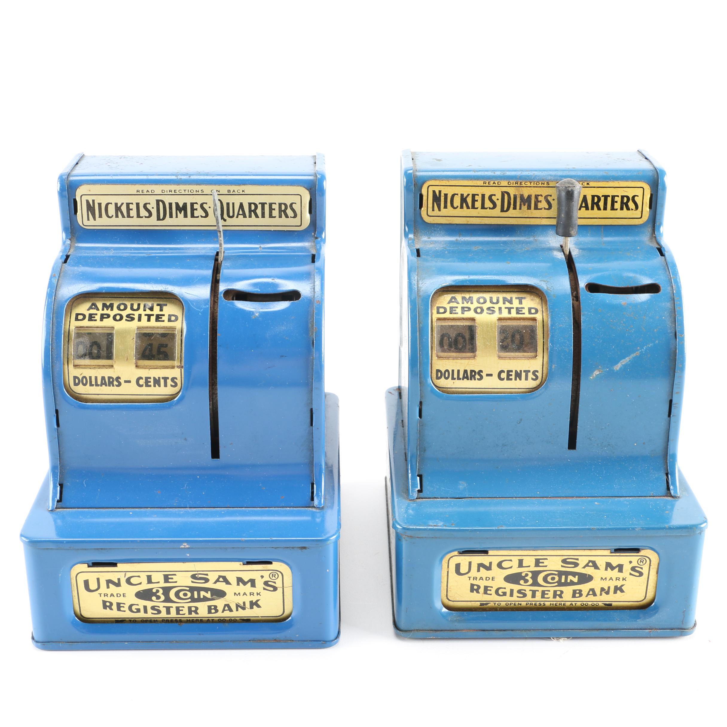 Uncle Sam's 3 Coin Register Toy Banks