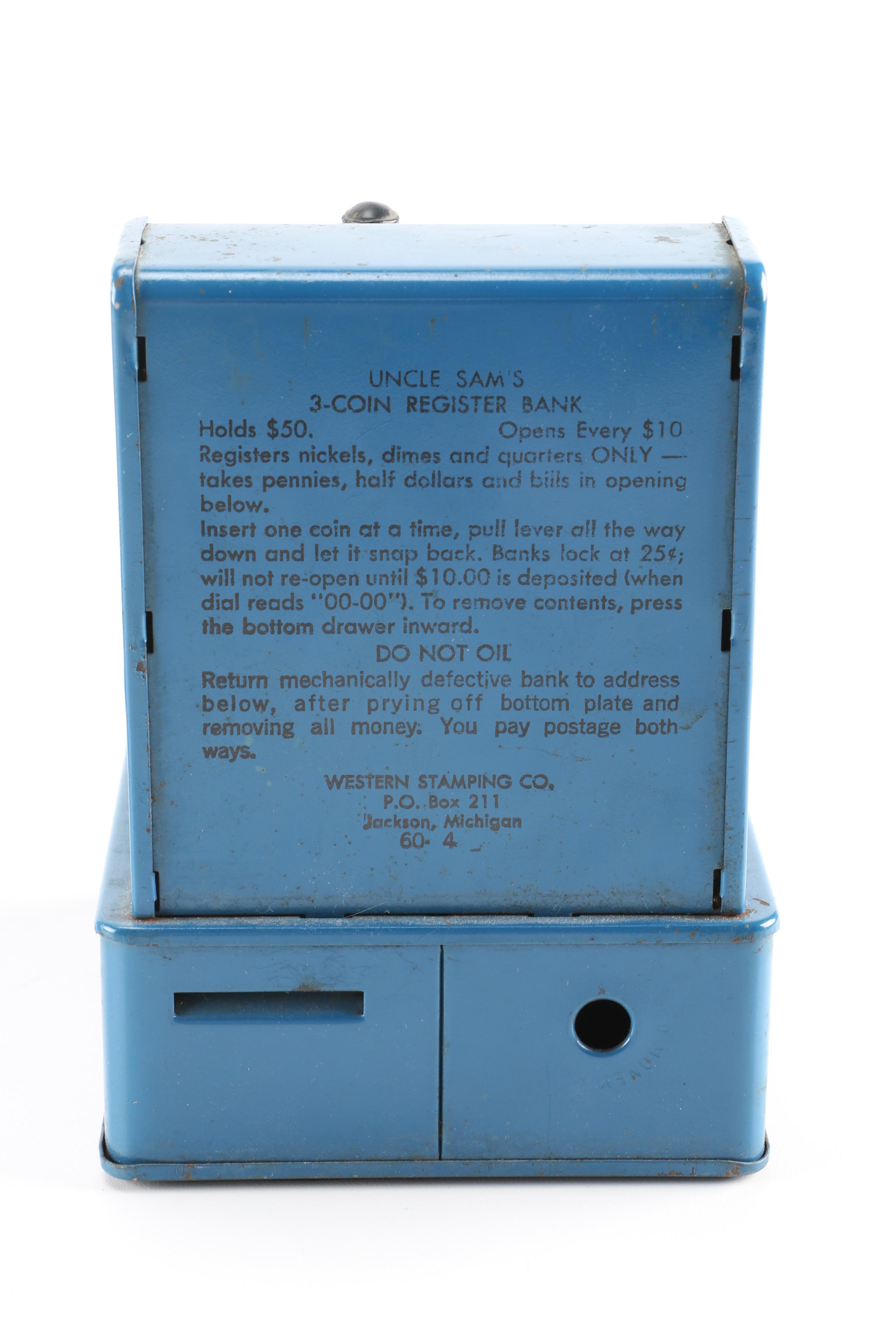 Uncle Sam's 3 Coin Register Toy Banks