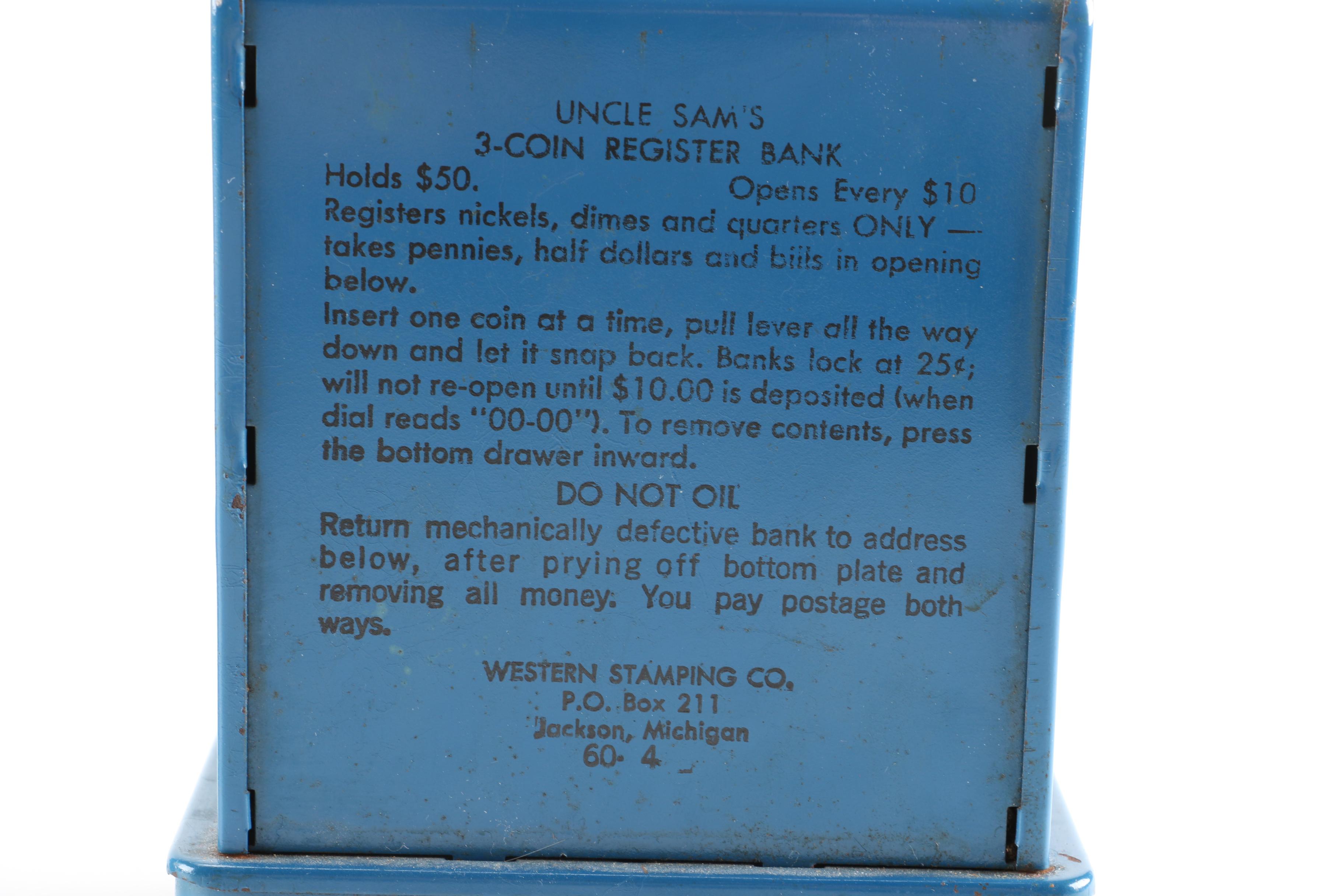 Uncle Sam's 3 Coin Register Toy Banks