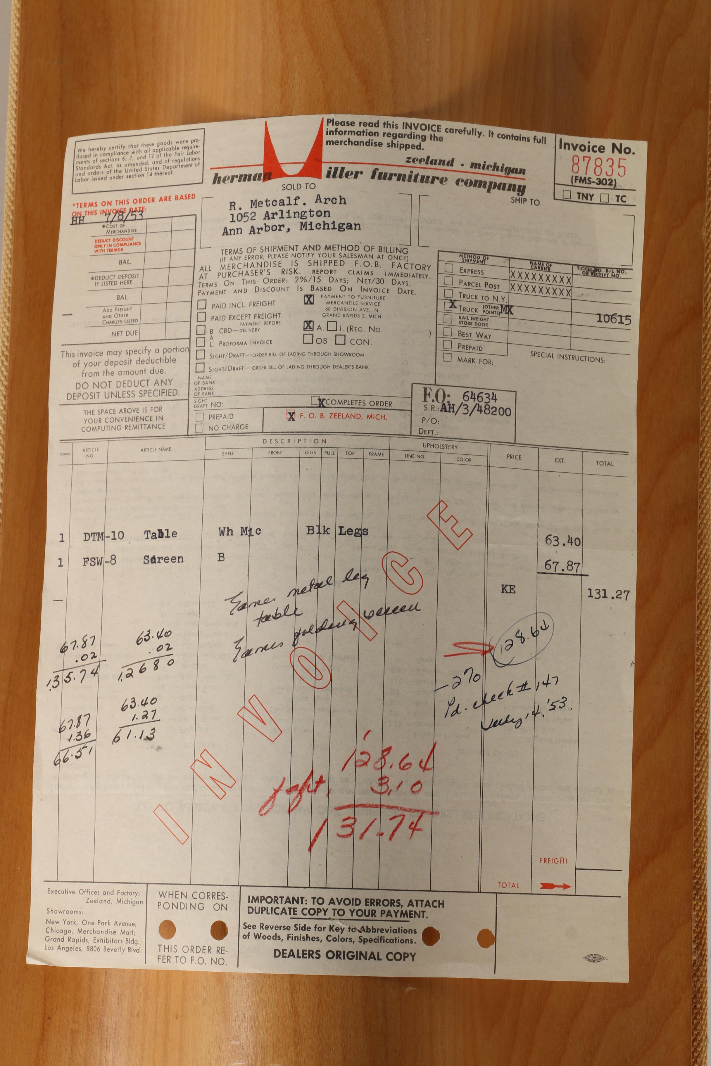 Charles and Ray Eames  "FSW-8" Wooden Folding Screen