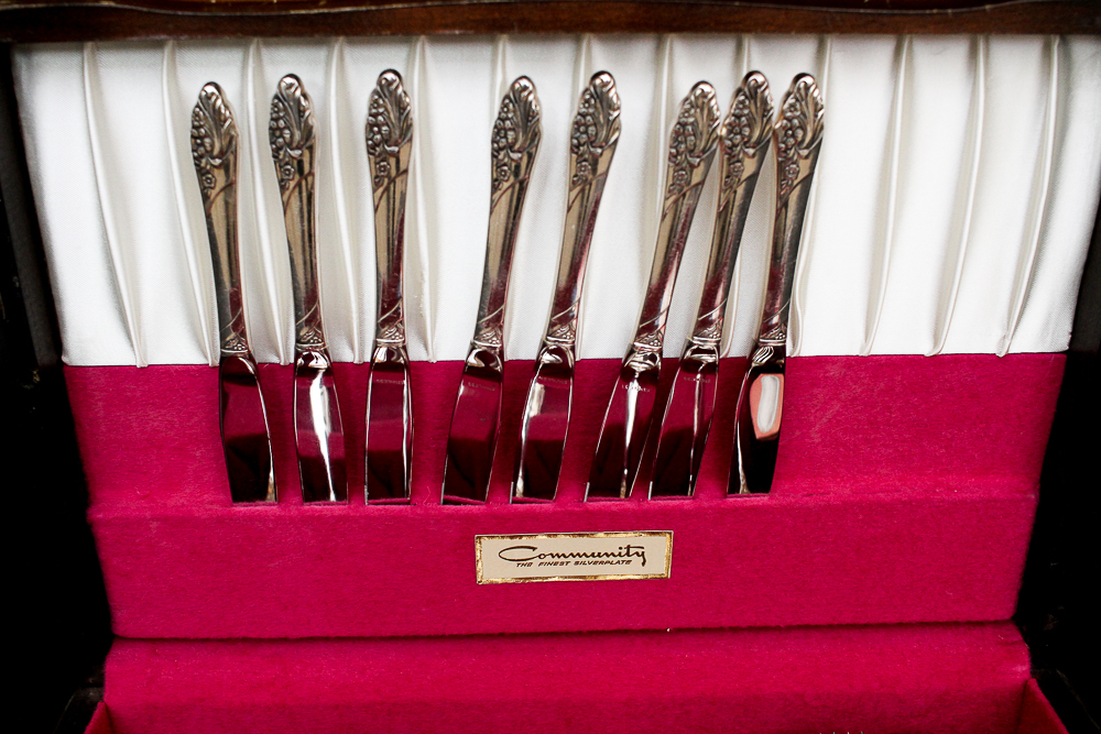 Community "White Orchid" Silver Plated Flatware Set Community