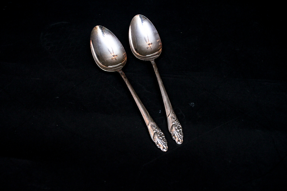 Community "White Orchid" Silver Plated Flatware Set Community