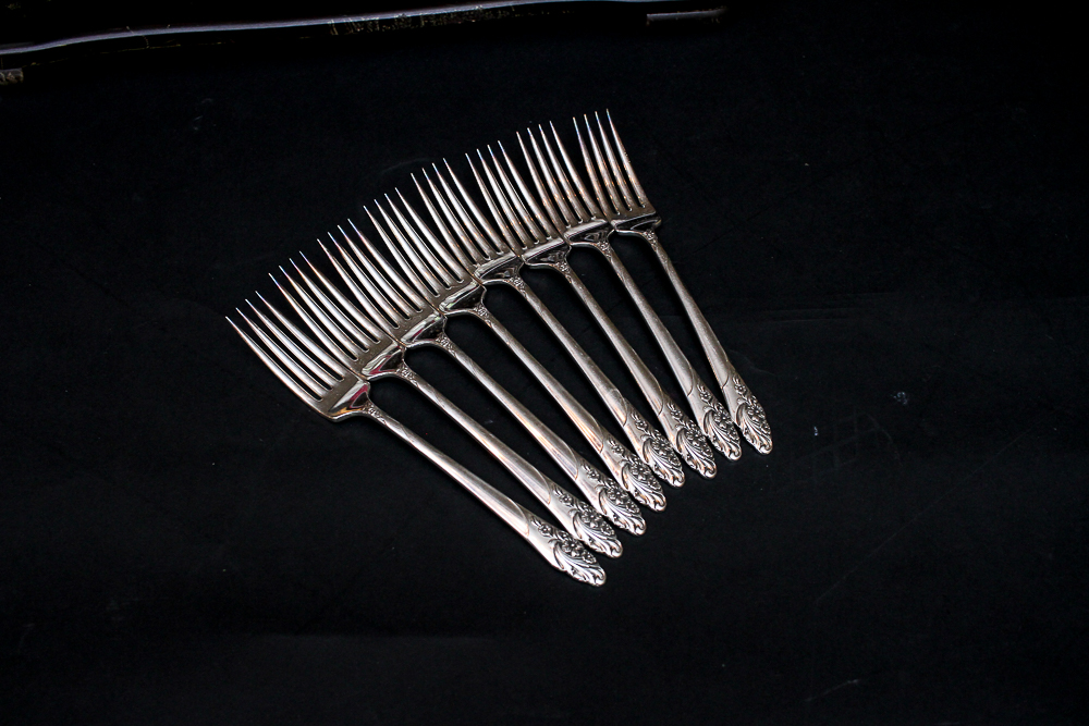 Community "White Orchid" Silver Plated Flatware Set Community