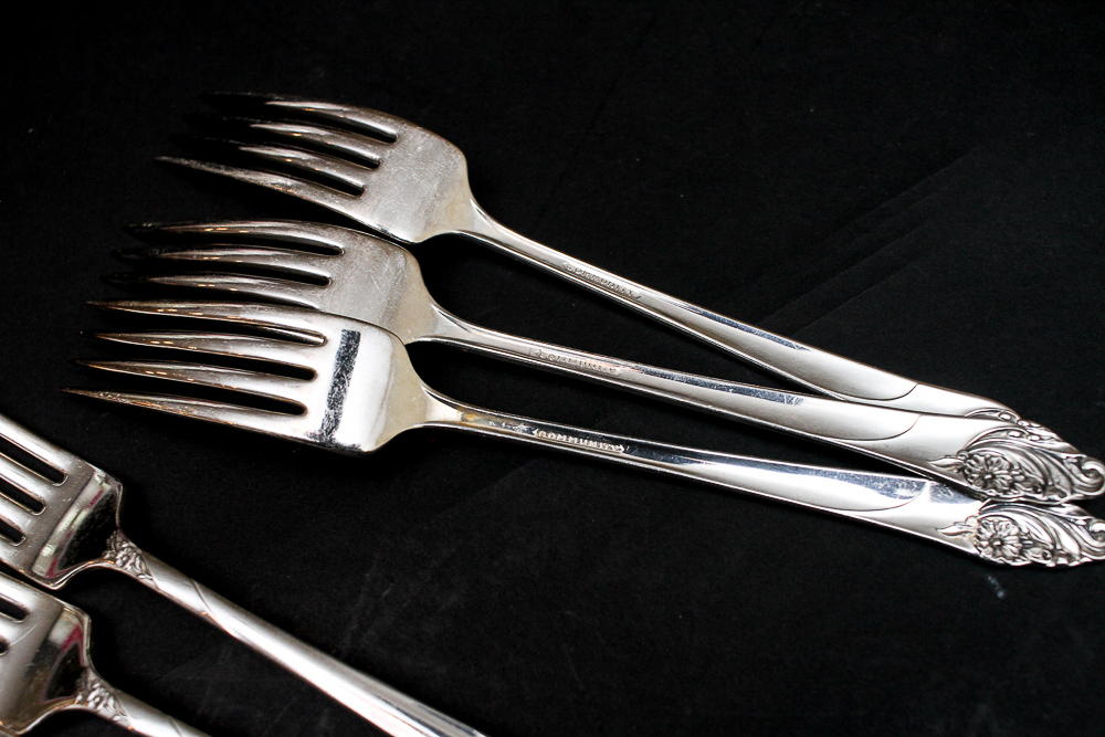Community "White Orchid" Silver Plated Flatware Set Community