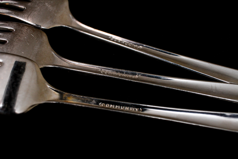 Community "White Orchid" Silver Plated Flatware Set Community