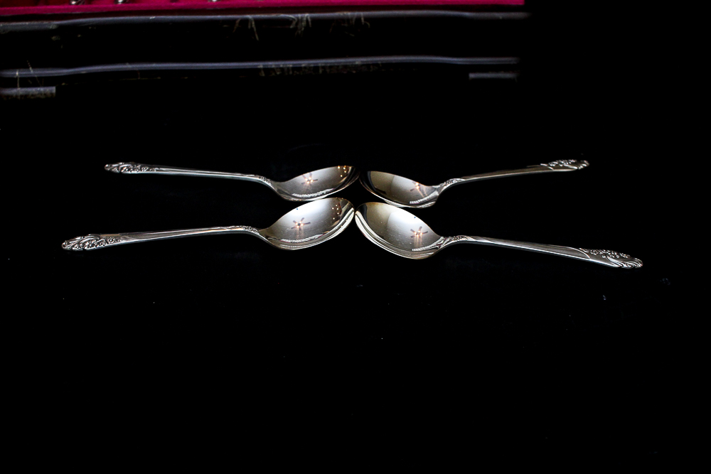 Community "White Orchid" Silver Plated Flatware Set Community