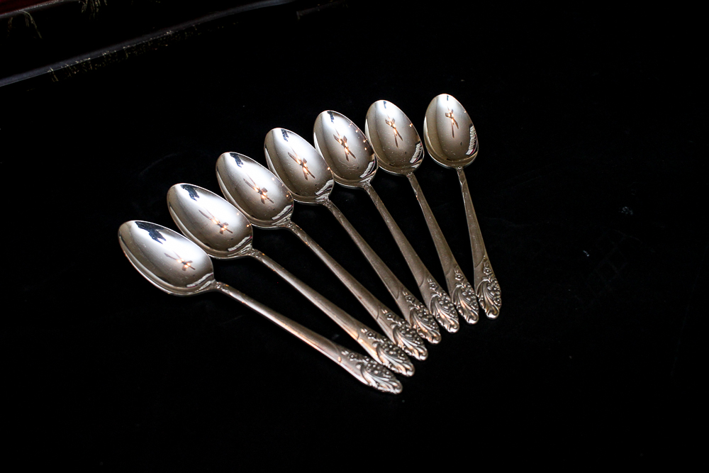 Community "White Orchid" Silver Plated Flatware Set Community