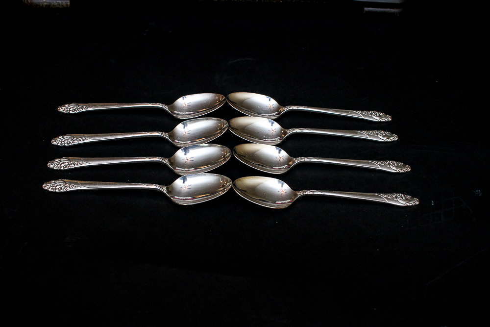 Community "White Orchid" Silver Plated Flatware Set Community
