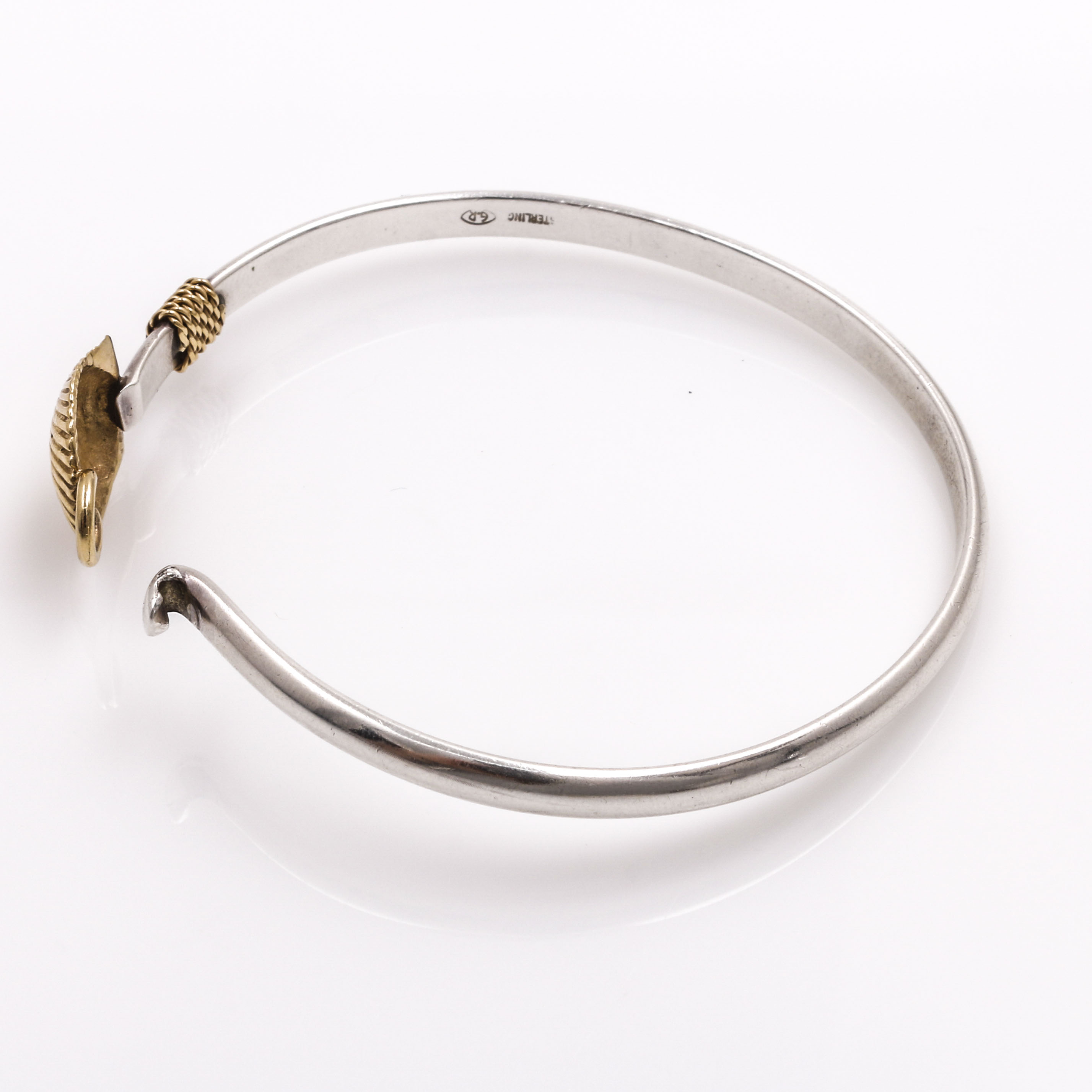 Caribbean-Inspired Sterling Silver and 14K Yellow Gold Shell Motif Hook Bracelet