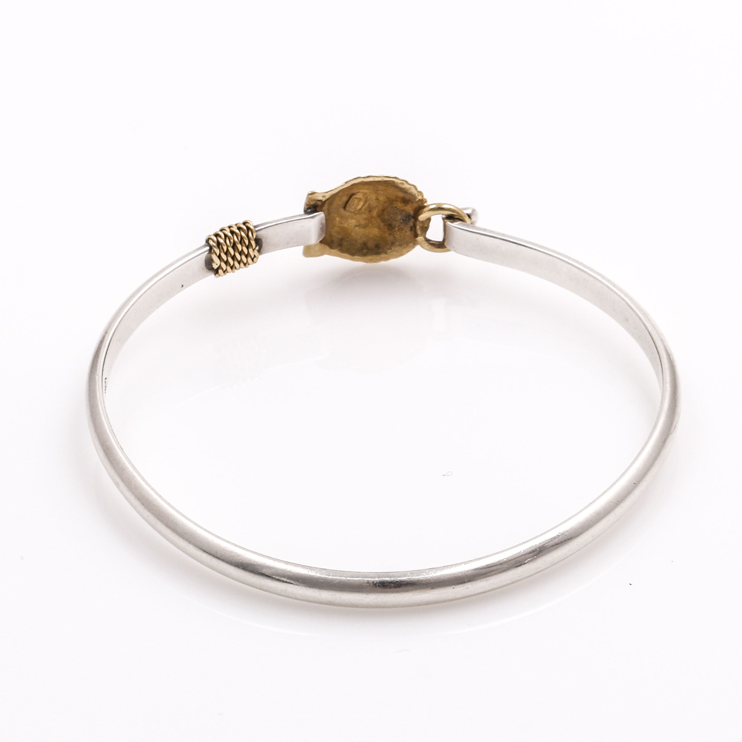 Caribbean-Inspired Sterling Silver and 14K Yellow Gold Shell Motif Hook Bracelet