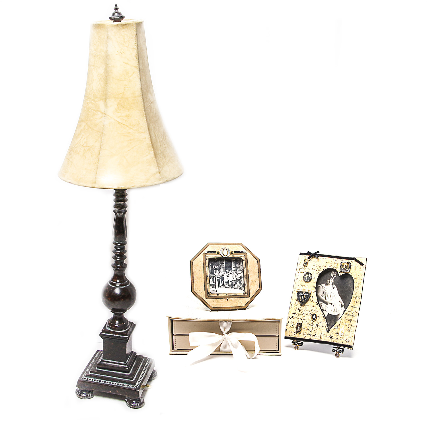 Table Lamp with Picture Frames and Albums