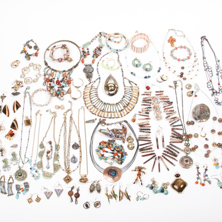 Costume Jewelry Collection Featuring Warm Tones