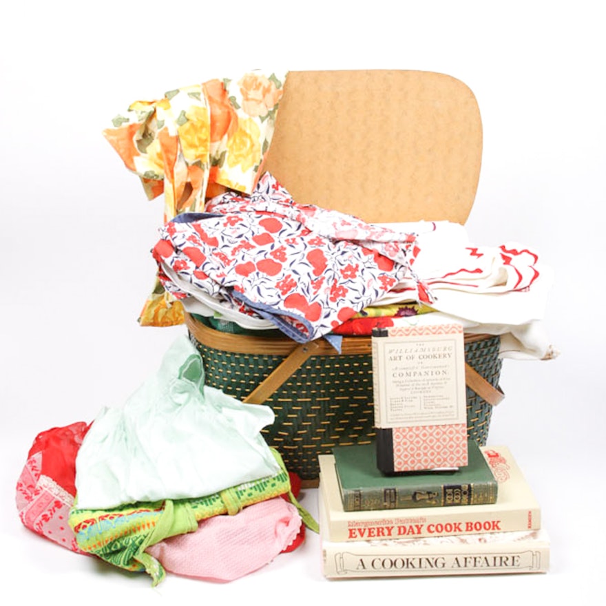 Vintage Kitchen Linens and Cookbooks