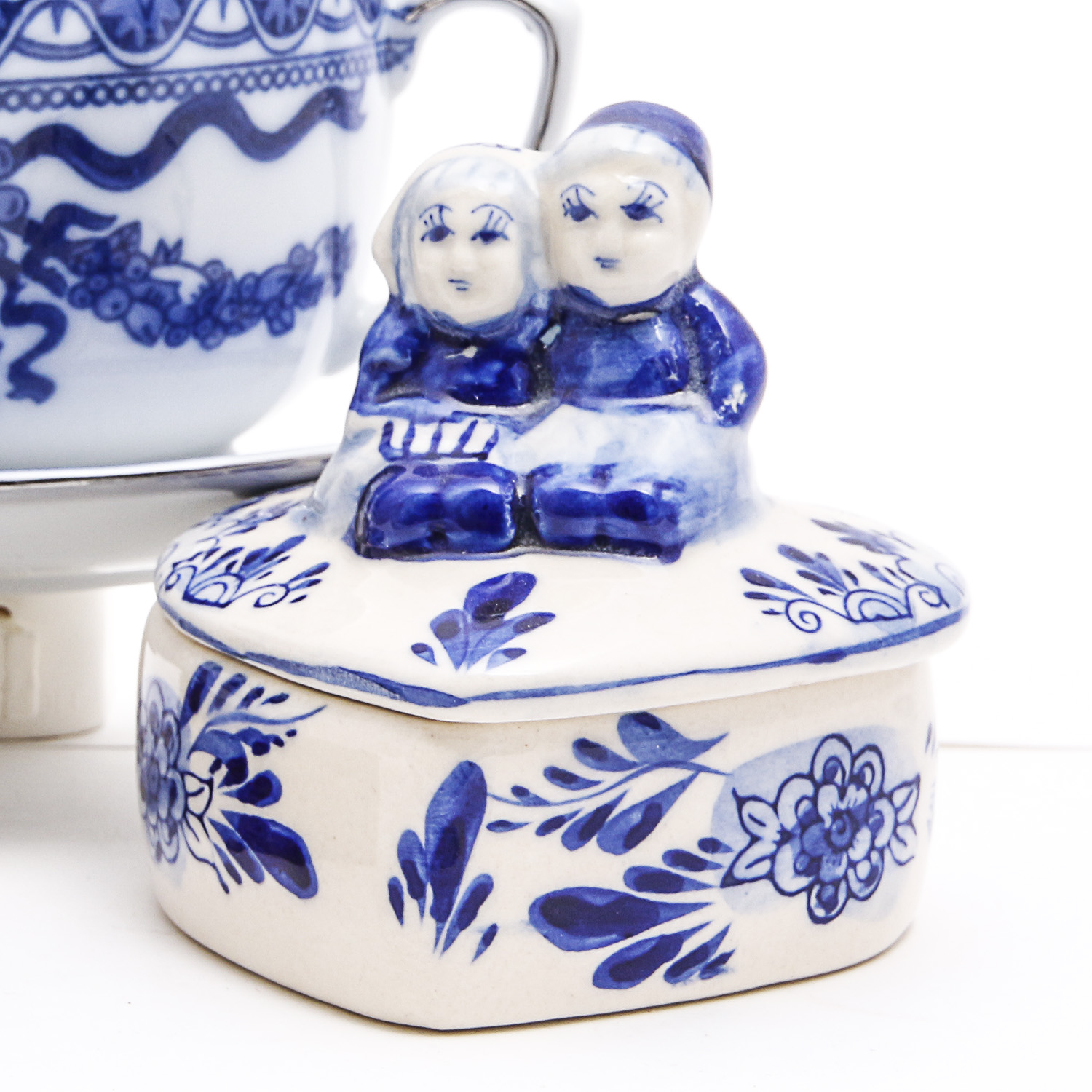 Blue and White Ceramic Items Including Miniature Tea Set