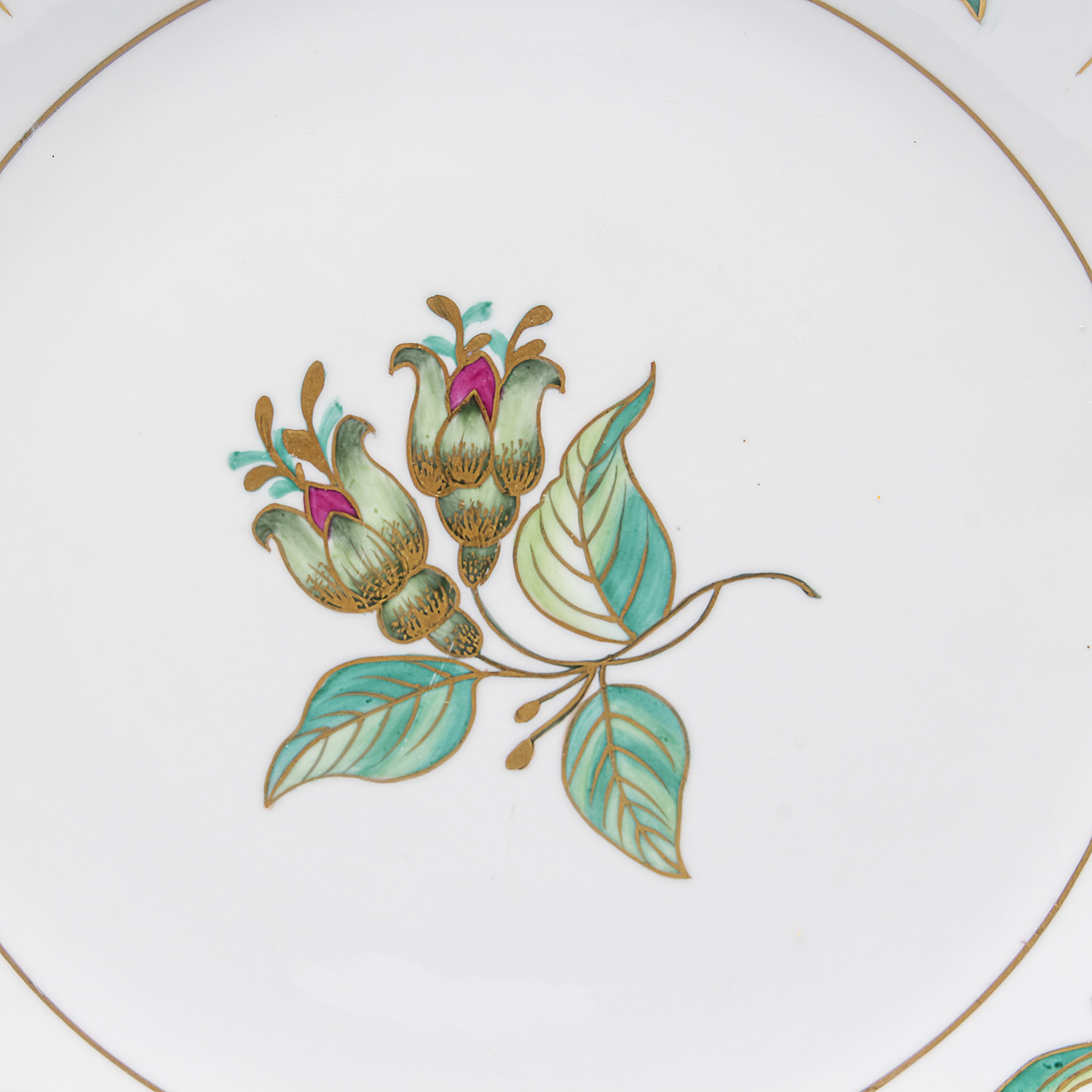 Cobalt Blue Glass Decor and Handpainted Ceramic Plate