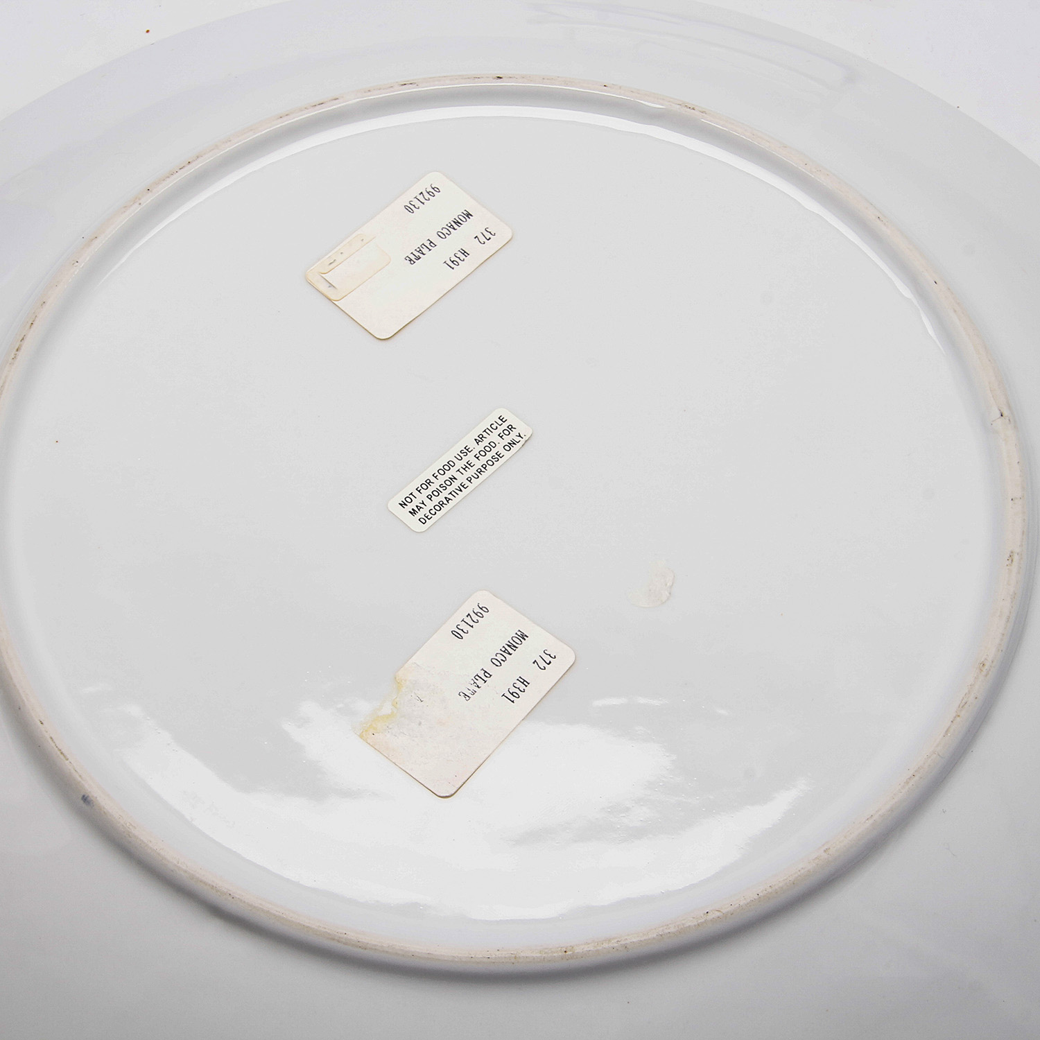 Cobalt Blue Glass Decor and Handpainted Ceramic Plate