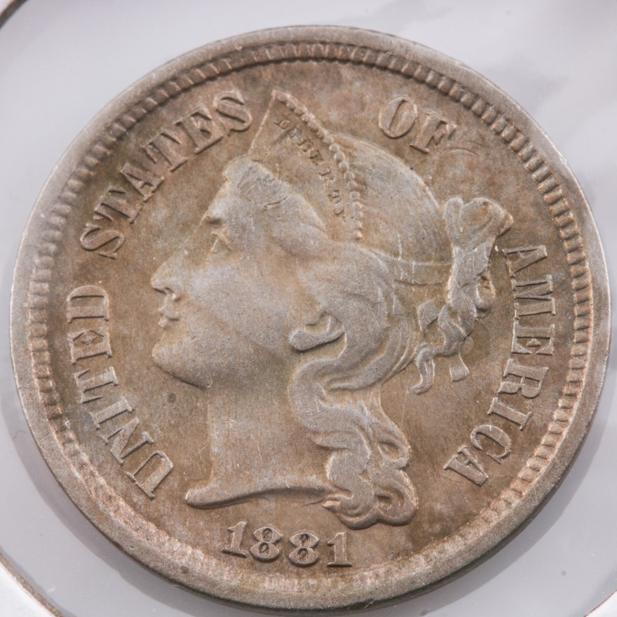 1881 Nickel Three Cent Coin