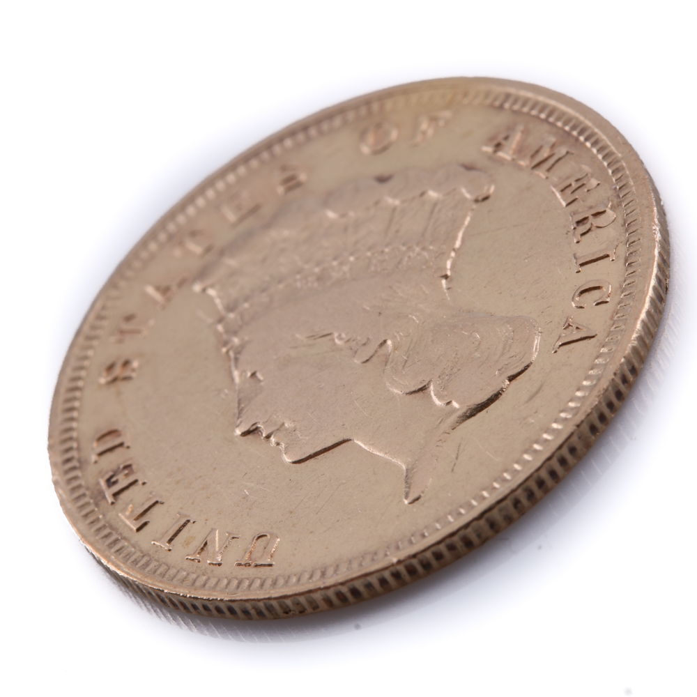 Scarce 1857 S Indian Head Princess $3 Gold Coin