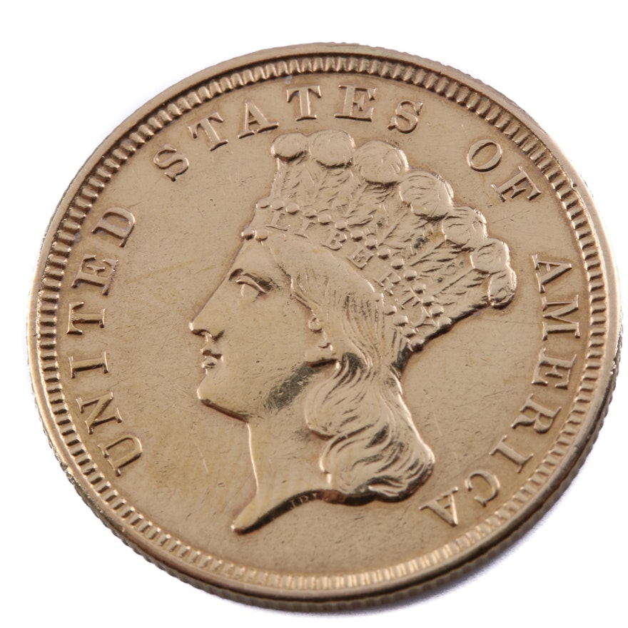 First Year of Issue 1854 Indian Head Princess $3 Gold Coin