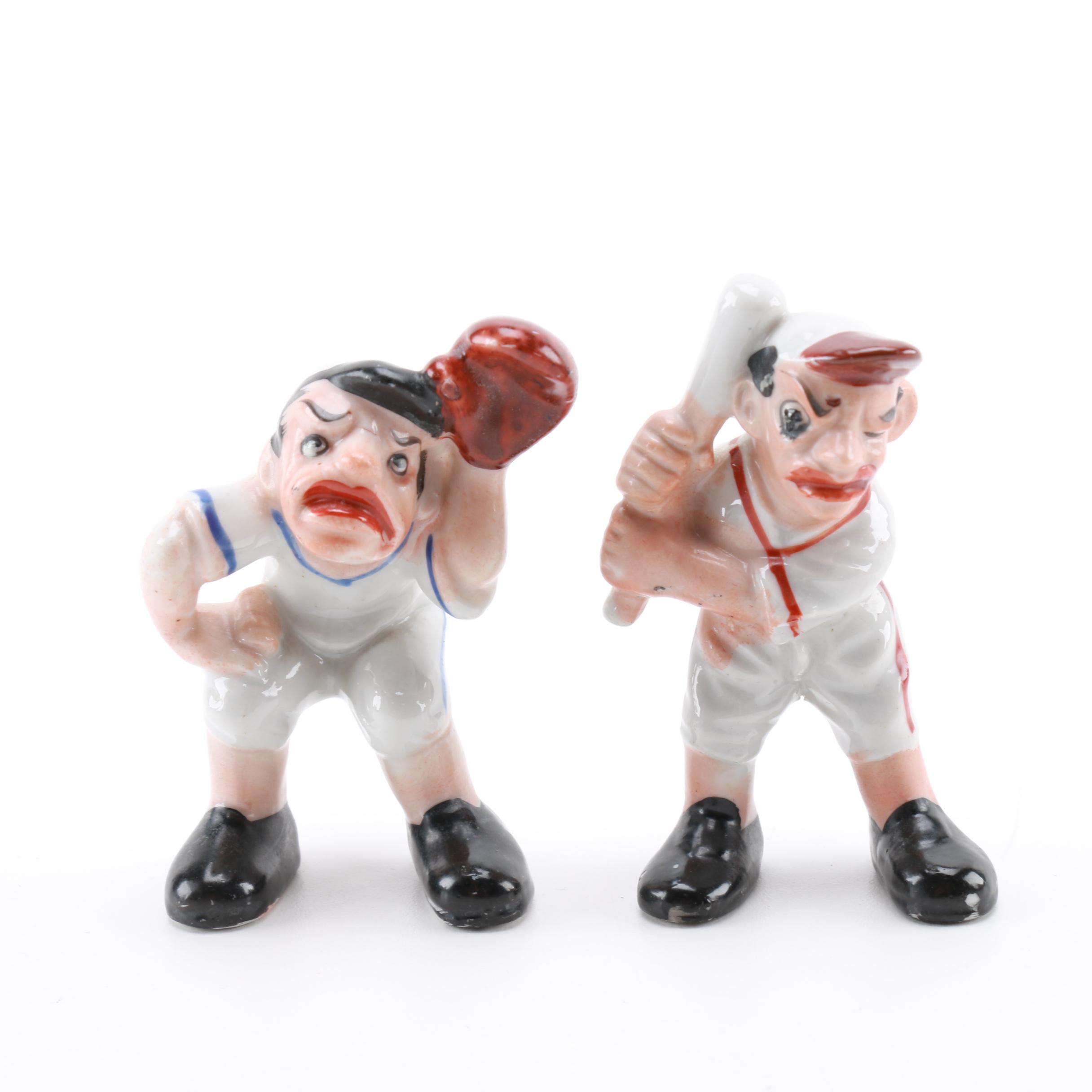 Japanese Ceramic Baseball Player Figurines
