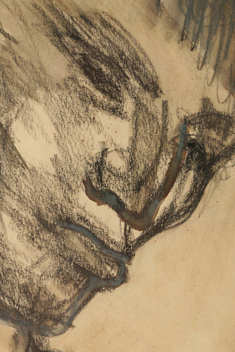 Josef Presser Mixed Media Drawing on Paper Portrait of Man