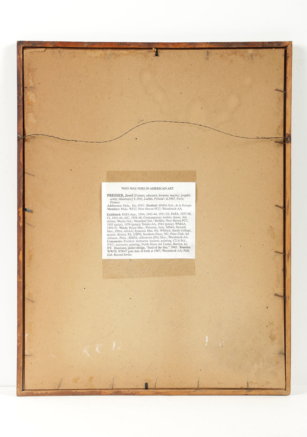 Josef Presser Mixed Media Drawing on Paper Portrait of Man