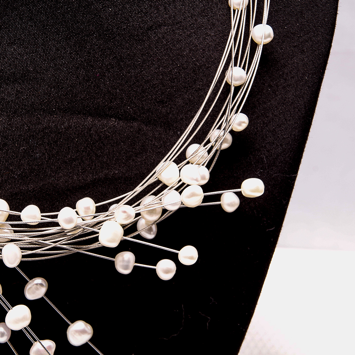 Contemporary Freshwater Pearl and Sterling Silver Statement Necklace
