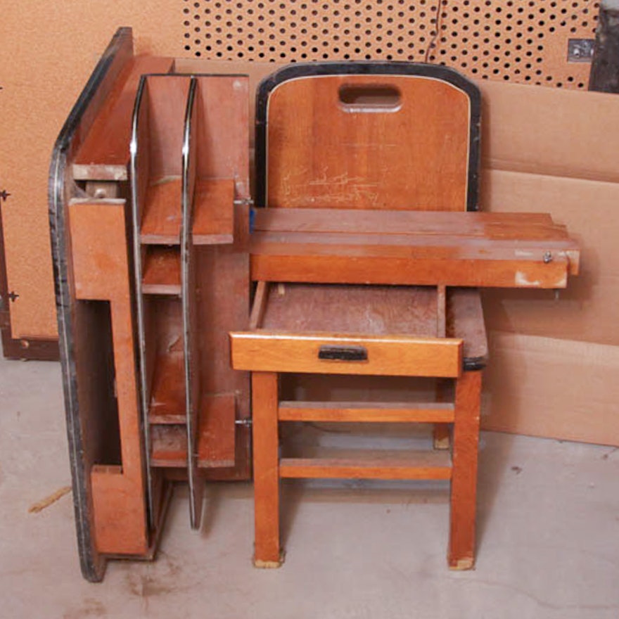 Antique Wooden Children's Desk and Chair