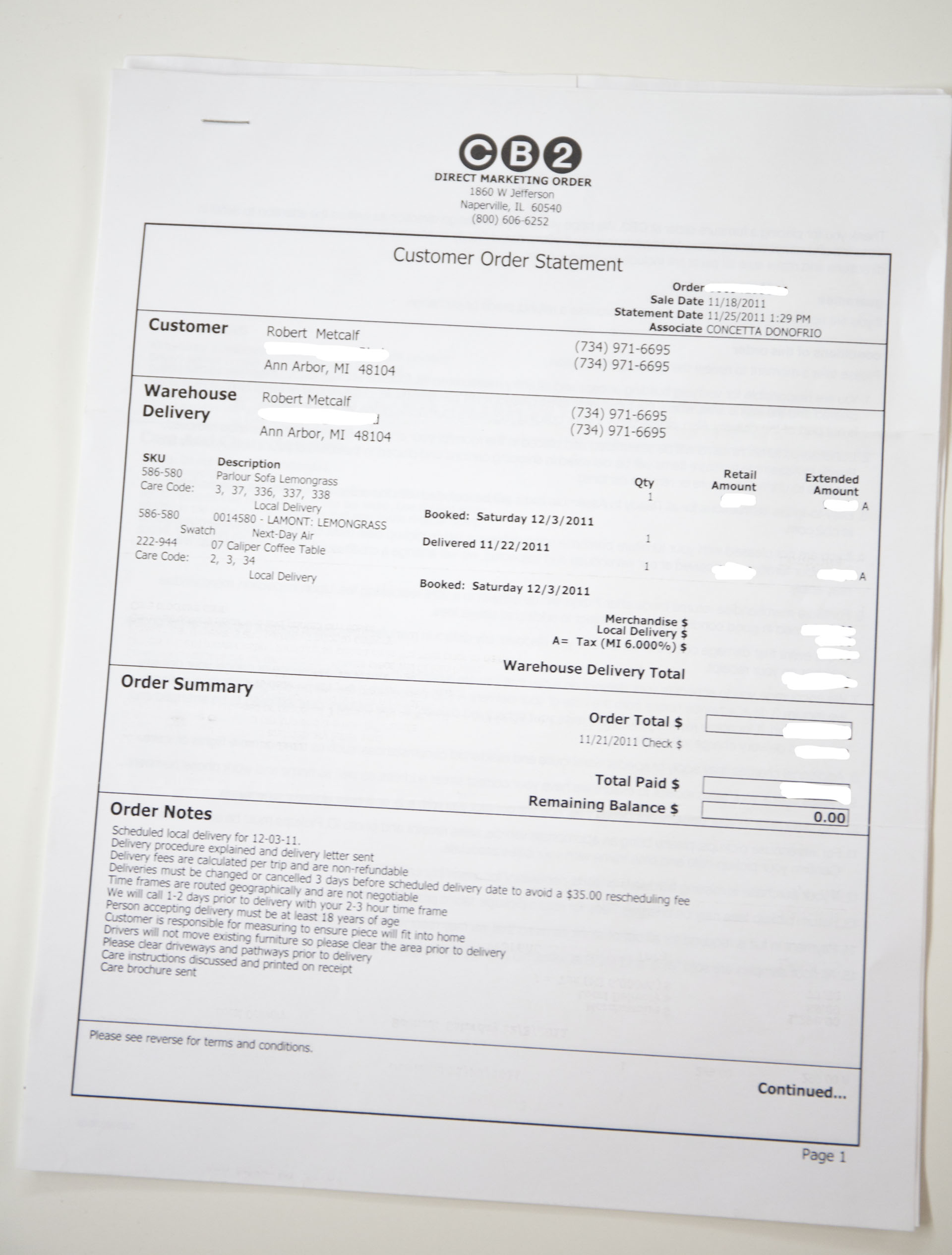 Contemporary Modernist Style "Parlour" Sofa by CB2